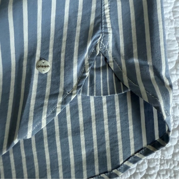 Olsen stripped Gray and White Button Down Shirt with Crisp Cotton Blend - Picture 8 of 8